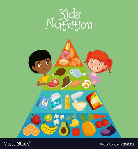 Happy kids with nutrition food Royalty Free Vector Image