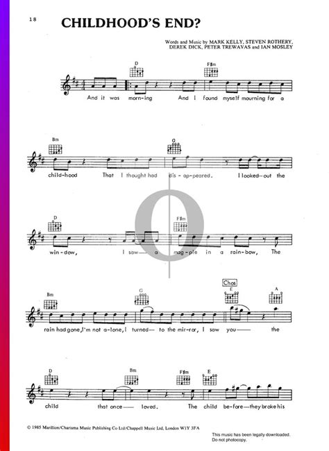 Childhood's End (Marillion) Piano Sheet Music - OKTAV