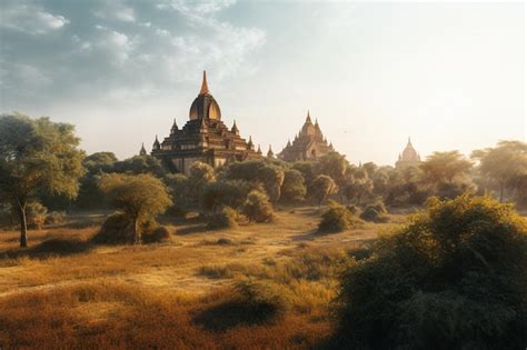 A landscape of the bagan temple in myanmar | Premium AI-generated image