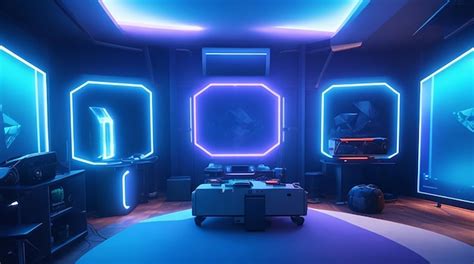 Premium AI Image | virtual reality gaming room with dynamic lighting ...