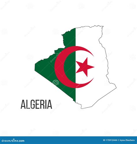 Algeria Flag Map. the Flag of the Country in the Form of Borders. Stock ...