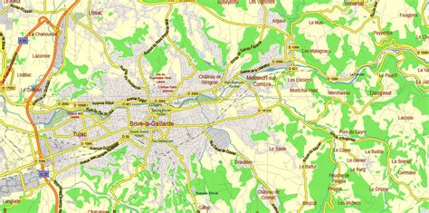 Limousin France Vector Map exact extra detailed All Roads Cities Towns ...