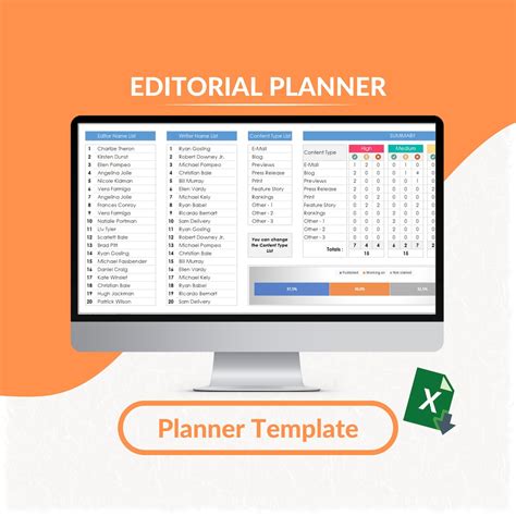 Editorial Planner Excel Template Content Calendar Editorial Schedule ...