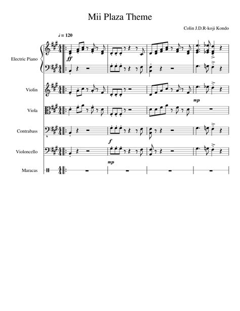 Mii Plaza Theme sheet music for Piano, Violin, Viola, Contrabass download free in PDF or MIDI