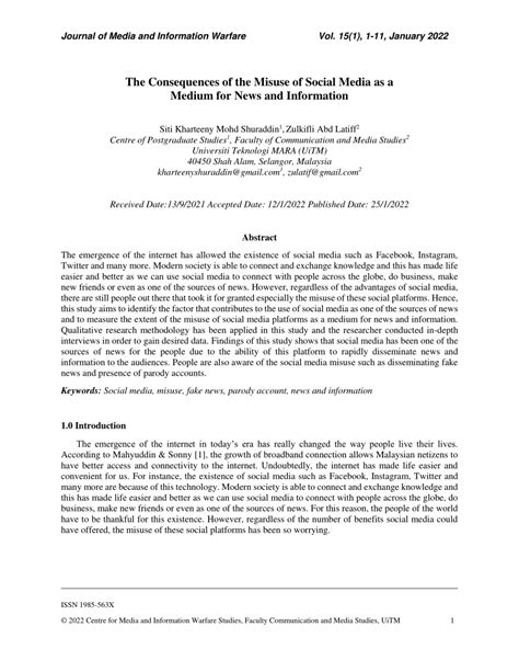 (PDF) The Consequences of the Misuse of Social Media as a Medium for News and Information