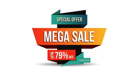 Mega sale special offer. Paper style creative promotion template design for banner, poster ...