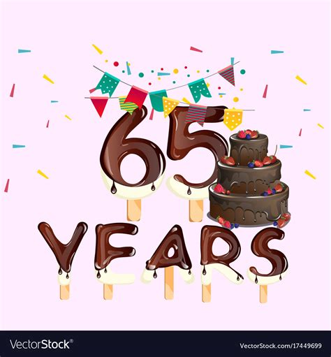 65 years happy birthday card Royalty Free Vector Image