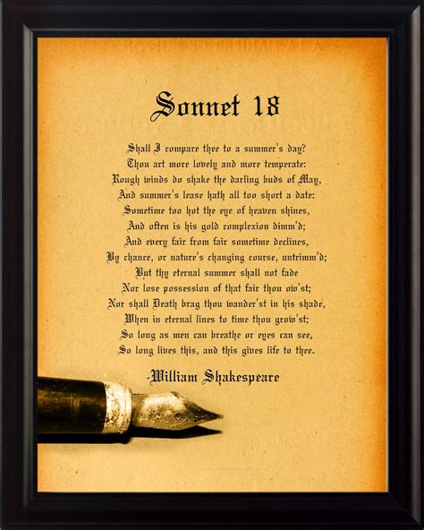 William Shakespeare Sonnet 18 Poster, Print, Picture or Framed Photograph - Etsy