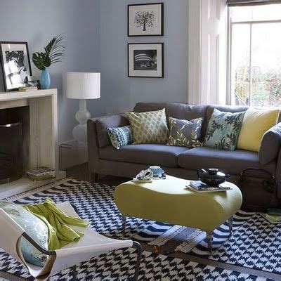 blue gray living room with yellow accents. | Grey and yellow living room, Blue grey living room ...