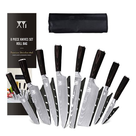 XYJ Stainless Steel Kitchen Knives Set 8 Piece Chef Knife Set with ...