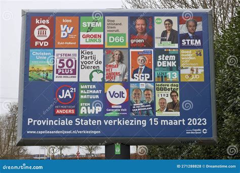 Netherlands, March 2023 -Board with Election Posters for the Provincial ...