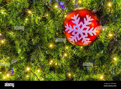 Christmas tree with colorful balls background Stock Photo - Alamy