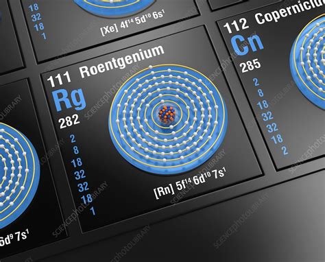 Roentgenium, atomic structure - Stock Image - C045/6343 - Science Photo Library