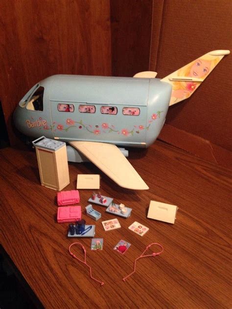 1999 Vintage Barbie Airplane w/ SOUND Accessories Drink Cart & 2001 ...