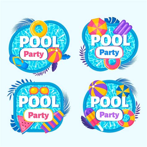 Free Vector | Flat design pool party labels template