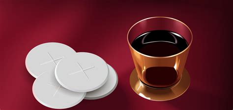 Sacramental bread and wine During the Eucharist, Holy Communion in the ...