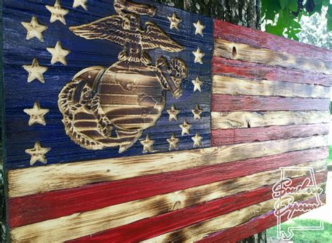 Wooden USMC Flag Marine Corps Flag Semper Fi Flag | Etsy