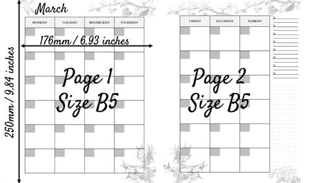 48 pages of Printable B5 Planner on Two Pages with black and | Etsy