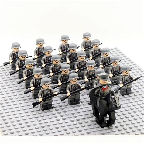 21pcs grey German troop ww2 war army military minifigures lego toys