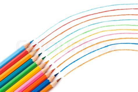 School and Education Coloured pencil on white background | Stock image | Colourbox