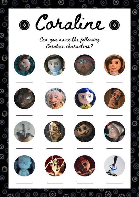 Coraline Movie Character Quiz / Game. Can you name the Coraline characters? | Teaching Resources ...