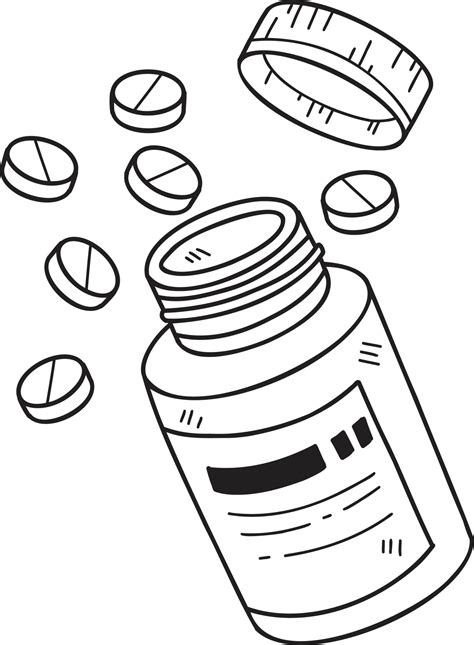 dibujado a mano píldoras y botellas de medicina ilustración 15429884 ...