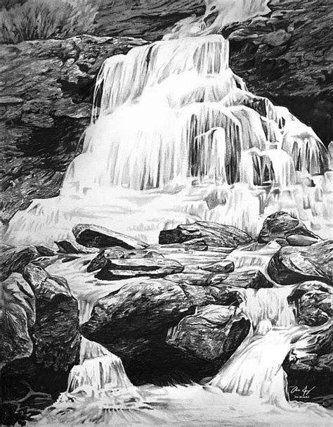 Title: Waterfall Artist: Aaron Spong Medium: Drawing - Graphite On Paper Description: Graphite ...