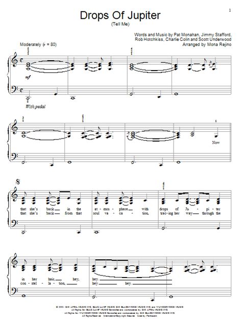 Drops Of Jupiter (Tell Me) by Train Sheet Music for Educational Piano ...