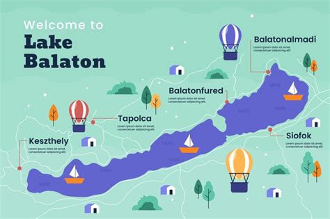 Free Vector | Flat design lake balaton map design