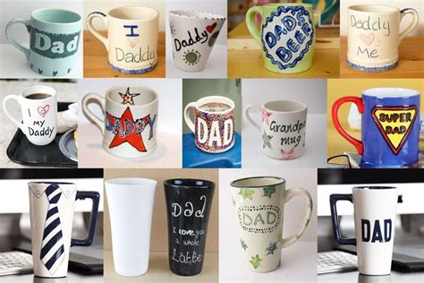 Paint your own pottery. Mugs with a Father's Day theme for Dad - credits go to Country Love ...