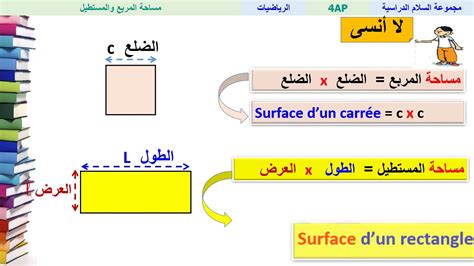 مساحة المربع والمستطيل - الرياضيات - الرابع ابتدائي - YouTube