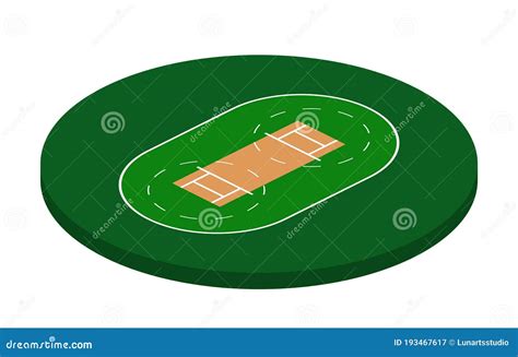 Cricket Field In Isometric View, Cricket Stadium Vector Illustration On ...