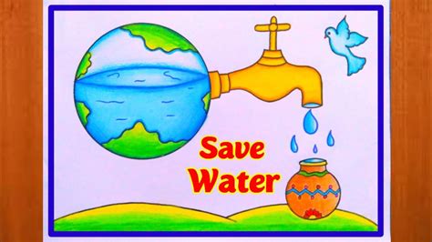 जल ही जीवन है पर चित्र बनाना सीखें/ How to Draw Save Water Save Life ...