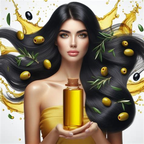 Premium Photo | Olive oil hair commercial with beautiful model