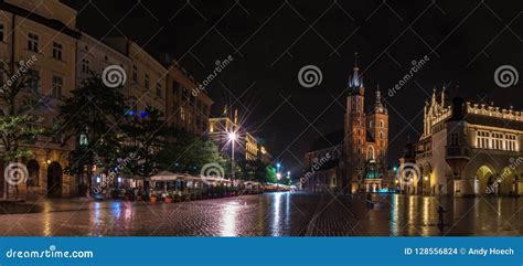 The Main Market Square of Krakow at Night Stock Photo - Image of city ...