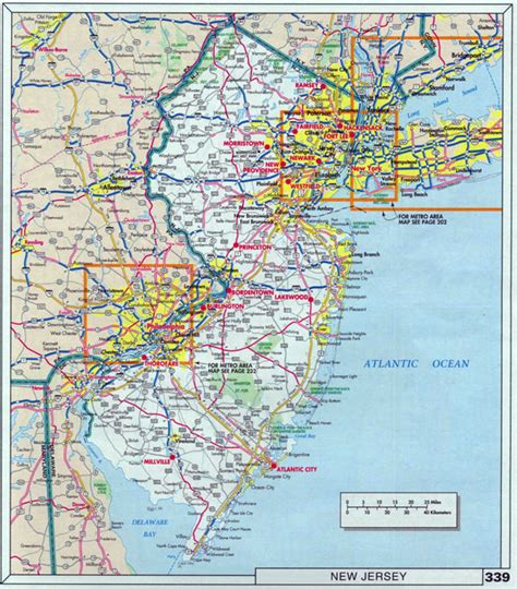 Large roads and highways map of New Jersey state with cities | Vidiani ...