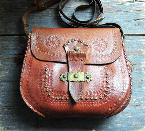 Hand Tooled Leather Bag Vintage Leather Shoulder Bag Boho | Etsy | Vintage leather bag, Hand ...