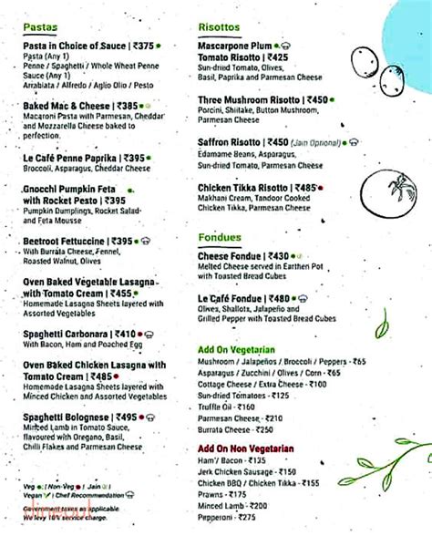 Menu of Le Cafe, Chembur, Mumbai | Dineout