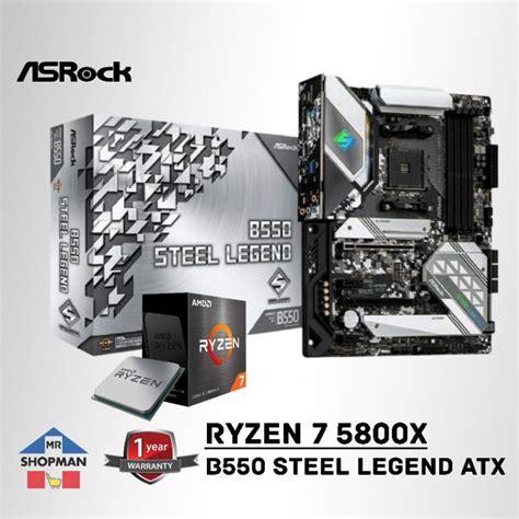 AMD Ryzen 7 5800X Processor w/ Asrock B550 Steel Legend Motherboard ...