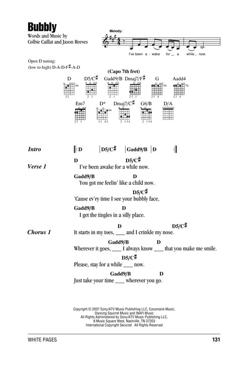 Bubbly Sheet Music | Colbie Caillat | Lyrics & Chords