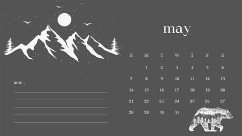 Printable Calendar 2023 Mountains Minimalist Animals - Etsy