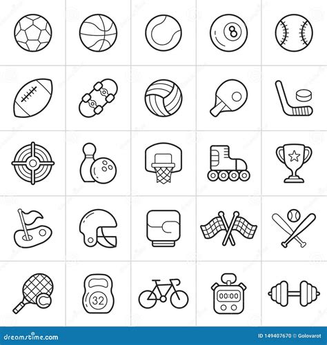 Sport Equipment Trendy Style Icons on White Background. Vector Eps10 ...