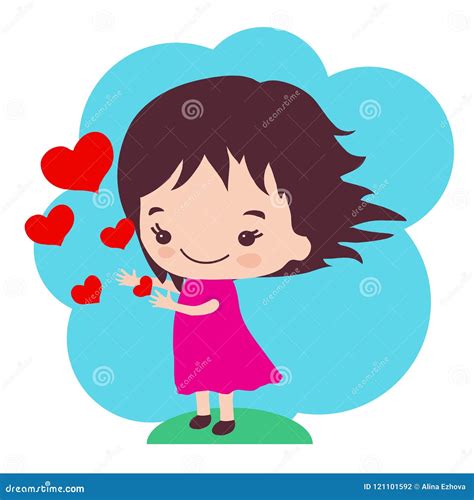 A little girl sends love. stock vector. Illustration of flat - 121101592