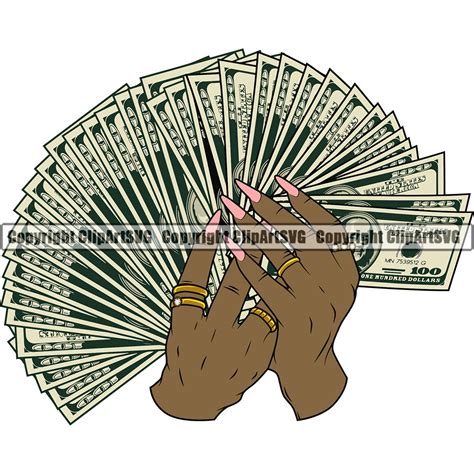 Black Woman Hands Hold Money 100 Hundred Dollar Bill Fan Cash - Etsy