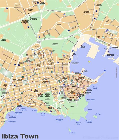 Ibiza Town Tourist Map - Ontheworldmap.com