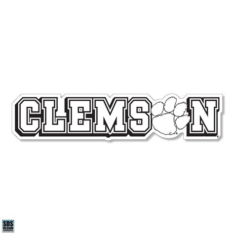 Clemson Wordmark Decal - White With Black Outline - Mr. Knickerbocker