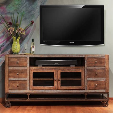 IFD International Furniture Direct Urban Gold 76" Solid Wood TV Stand ...