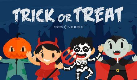 Trick Or Treat Halloween Art Vector Download