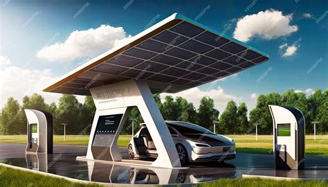 Premium Photo | An electric vehicle charging station with solar panel ...