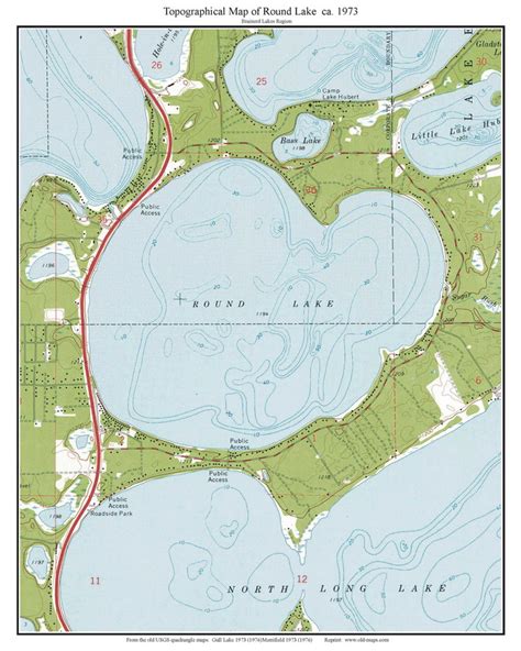 Round Lake 1973 - Custom USGS Old Topo Map - Minnesota - Brainerd Area ...